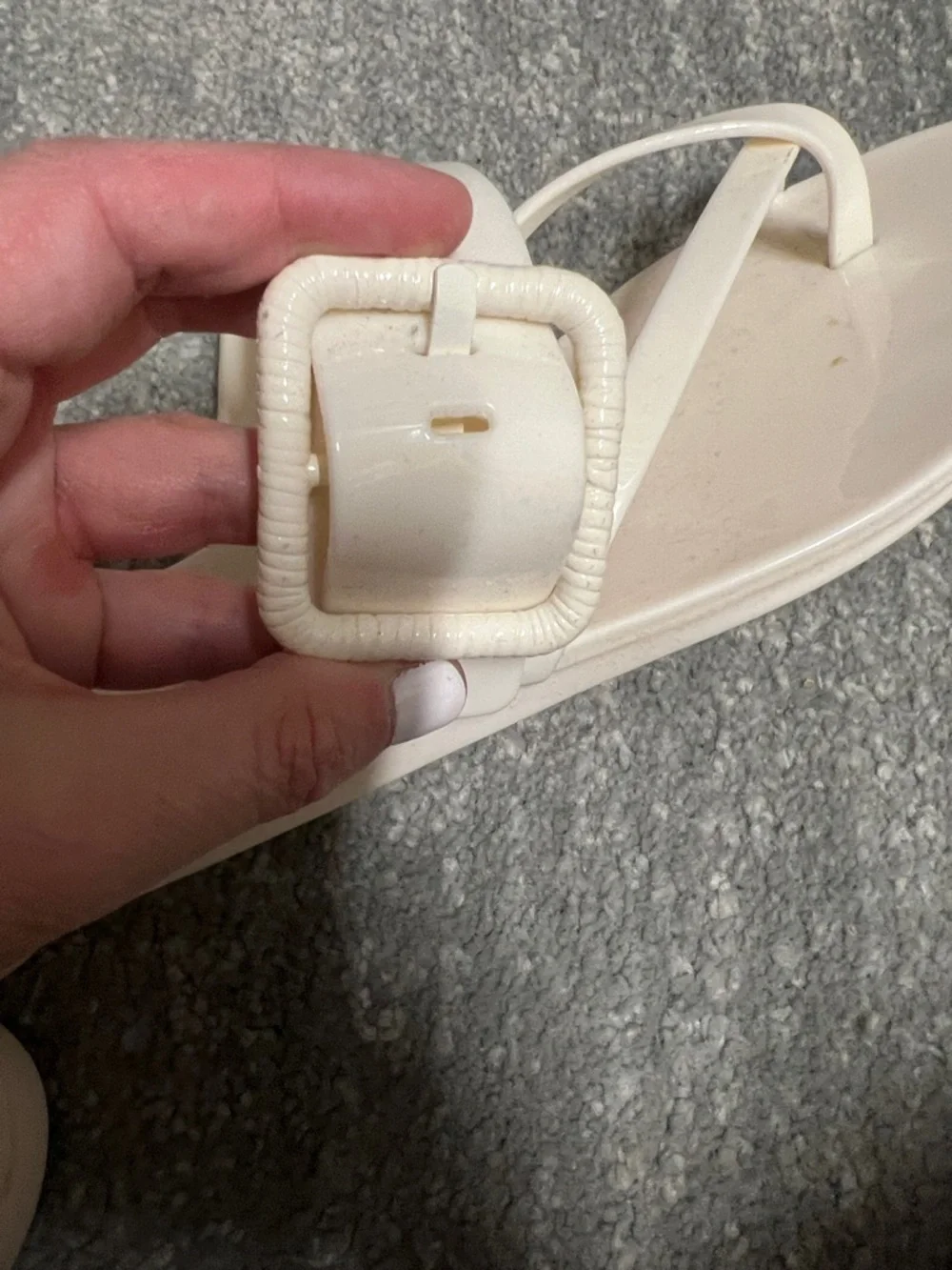 Veronica Beard Cream Cross‑Strap Slide Sandals with Buckle jelly - Picture 3 of 3